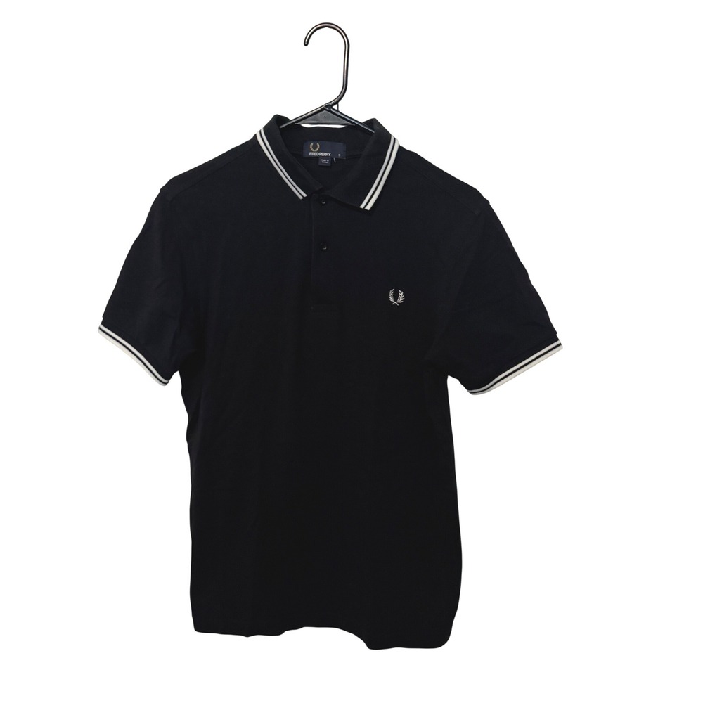 Fred Perry Polo Shirt Mens Small Black Twin Tipped Short Sleeve Pique Cotton